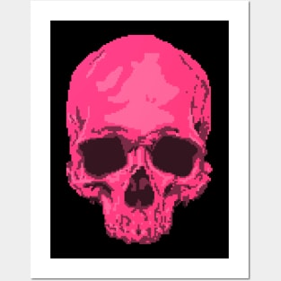 Pink Pixelated Skull Posters and Art